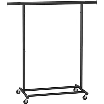 Věšák SONGMICS Věšák na oděvy na kolečkách, (92-132)×45.4×160cm, černý Věšák na oblečení