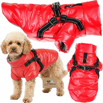 Obleček pro psa Zimní obleček pro psa se zabudovanými POSTROJI 2v1, teplá bunda pro malé a střední psy, velikost L