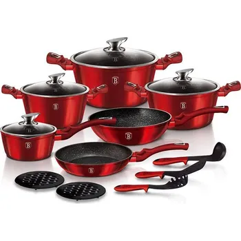 Sada nádobí Berlinger Haus Burgundy Metallic Line BH-1226 (15 ks) červená