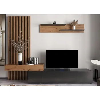 Obývací stěna ROSALINDA PLUS obývací stěna, černá/dub artisan