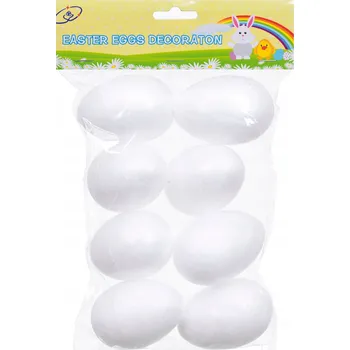 Velikonoční dekorace Polystyrenová vajíčka bílá 8 ks velikonoční k dekoraci DIY jarní ozdoba
