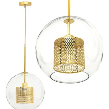 Toolight - závěsná skleněná lampa APP555-1CP 25cm, zlatá, OSW-08748