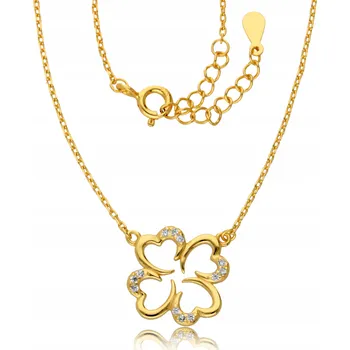 Náhrdelník Zlatý náhrdelník 925 Jetel Čtyřlístek Řetízek štěstí