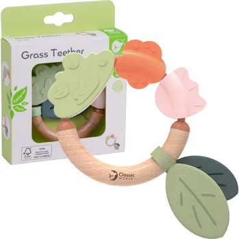 DŘEVĚNÉ CHRASTÍTKO SENSORICKÉ KOUSÁTKO 2V1 PRO ZOUBKY OD 0 MĚSÍCŮ CLASSIC WORLD