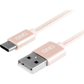 GND USB / USB-C, 2m, opletený (USBAC200MM06) zlatý