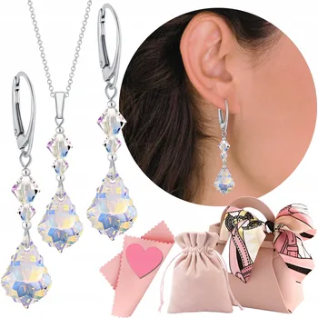 Náušnice Tip dárek pro ni sada stříbrných šperků náušnice a náhrdelníku