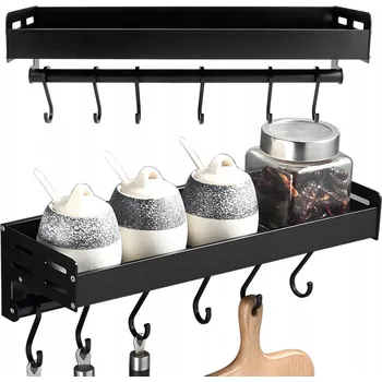 police Kuchyňský Závěs se 6 Háčky na Nádobí a Ručníky, K Upevnění na Skříňku