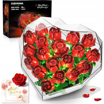 ostatní stavebnice CUBIMANA STAVEBNICE KVĚT STABILIZOVANÁ RŮŽE 19x