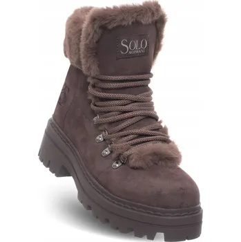 Dámská zimní obuv SOLO SOPRANI - DÁMSKÉ BOTY - SSW521P47/04 hnědé sněhule kotníkové boty teplé