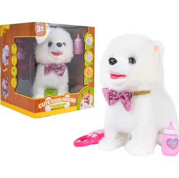 plyšák Interaktivní pejsek se zvuky a funkcí opakování 28 cm bílý