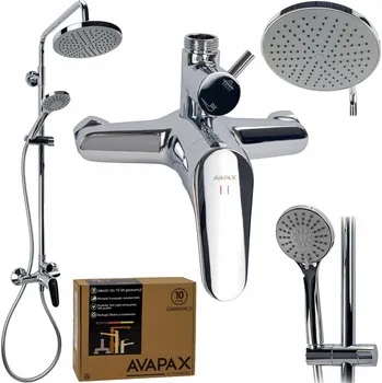 Sprchový set Sprchový set s nastavitelným sloupem a dešťovou sprchou, sprchová hlavice, hadice, baterie