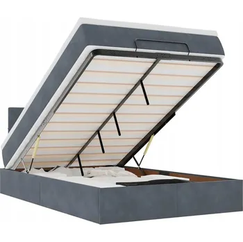 Postel Otoman s matrací a úložným prostorem, tmavě šedá, 193x120x78/8