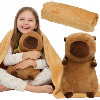 plyšák Kapybara plyšák s dekou 3v1 PLYŠÁK VELKÝ PRO DĚTI CESTOVNÍ