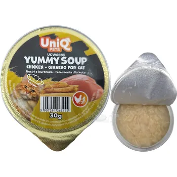 Krmivo pro kočku UNIQ PETS polévka pro kočky s kuřetem a ženšenem 30g 1ks (bal.8ks)
