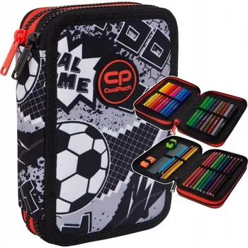 Penál Školní penál dvoukomorový s vybavením CoolPack Grey Ball míč