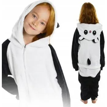 Dívčí pyžamo PANDA KIGURUMI PYŽAMO KOSTÝM JEDNODÍLNÝ OVERAL ONESIE PRO DĚTI 140-146