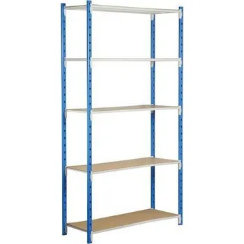 Dílenský regál Kovový regál Velez, základní, 200 x 100 x 70 cm, 1 500 kg, 5 polic, modrý