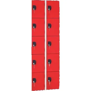 Nábytek Svařovaná šatní skříň Manutan Expert Thierry, 10 oddílů, cylindrický zámek, šedá/červená