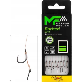 Rybářský háček Návazec Mikado MF14 s jehlou, háček 14 s protihrotem, 0,12mm, 10cm HMFB214I-14