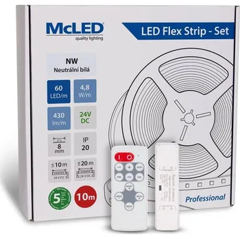 LED páska McLED s ovládáním Nano - sada 10 m - Professional, 60 LED/m, NW, 430 lm/m, vodič 3 m (ML-126.830.60.S10002)