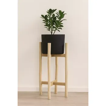 Stojan na květiny Květináč teakové dřevo BAZAR BIZAR The Charcoal High - Black Natural - L váza