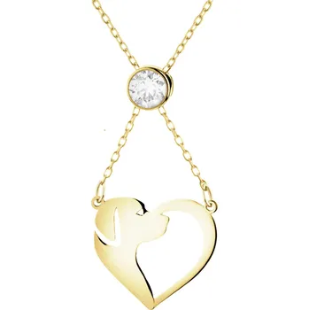 Náhrdelník Zlatý náhrdelník se zirkonem - pes, srdce - AP544-0607