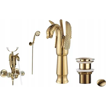 Vodovodní baterie Volně stojící vanová baterie CHDE Retro Gold zlatá