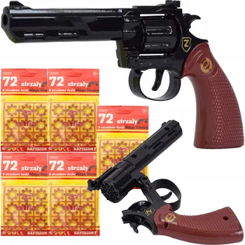 Dětská zbraň KOVOVÁ PISTOLE NA KAPSLÍKY SLEPÉ NÁBOJE DÁREK 10x72ks REVOLVER PRO DĚTI