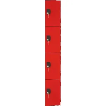 Nábytek Svařovaná šatní skříň Manutan Expert Alain, 4 oddíly, cylindrický zámek, šedá/červená
