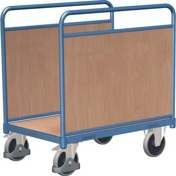 Stavebniny Plošinový vozík se dvěma stěnami, do 400 kg, 104,5 x 106 x 60 cm, modrý