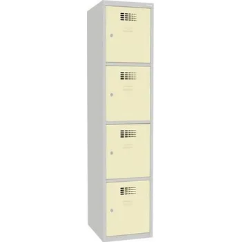 Nábytek Svařovaná šatní skříň Oskar, 4 boxy, cylindrický zámek, šedá/béžová