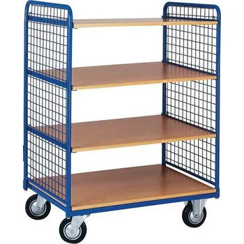 Vysoký policový vozík s bočnicemi do 200 kg, 4 police