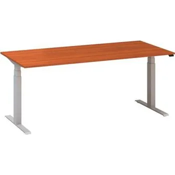 Výškově nastavitelný kancelářský stůl Alfa Up s šedým podnožím, 180 x 80 x 61,5-127,5 cm, dezén divoká třešeň