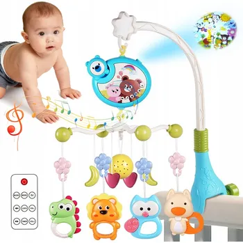 HRAČKA DO DĚTSKÉ POSTÝLKY, MOBILNÍ HRAČKA S HUDBOU A LAMPIČKAMI A DÁLKOVÝM OVLÁDÁNÍM