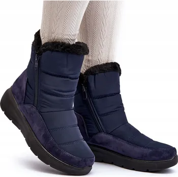 Dámská zimní obuv Dámské sněhule zateplené kožíškem, tmavě modré, velikost 39