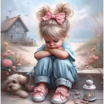 Obraz Malování Podle Čísel Dívka uražená na zídce 40x50 s rámem