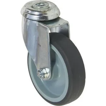 Gumové přístrojové kolo se středovým otvorem, průměr 100 mm, otočné, kluzné ložisko