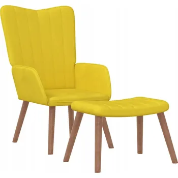 Křeslo Relaxační křeslo s podnožkou, samet hořčicové barvy, 61,5x69x95,5 cm