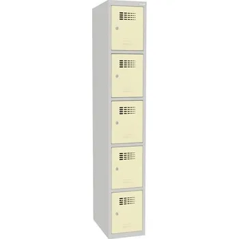 Nábytek Svařovaná šatní skříň Hugo, 5 boxů, cylindrický zámek, šedá/béžová