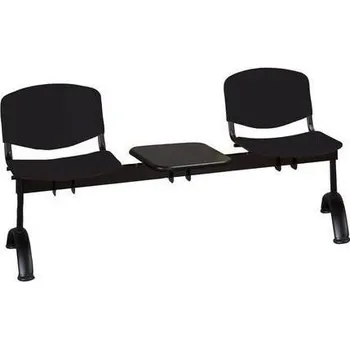 Lavice ISO Plast, dvoumístná se stolkem, černá