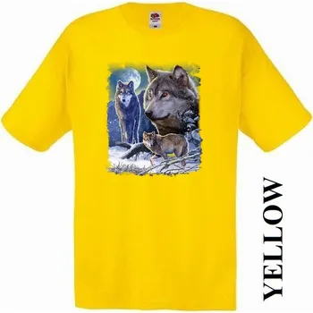 levne-bavlnene-tricko-potisk-vlci-uplnek Barva: Yellow - žlutá, velikost: XS