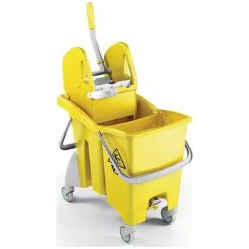 Úklidový vozík Úklidový kbelík na kolečkách s pákovým ždímačem, 2 x 15 l