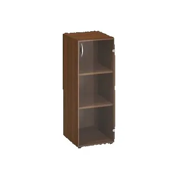 Nábytek Střední úzká skříň Alfa 500, 106,3 x 40 x 45,8 cm, se skleněnými dvířky - pravé provedení, dezén ořech