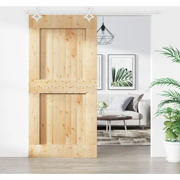 Interiérové dveře Posuvné dveře s kováním 100 x 210 cm masivní borové dřevo IM_3203190