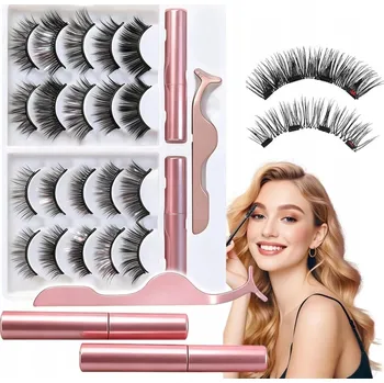Péče o řasy a obočí 10 Párů Magnetických Umělých Řas Husté Přirozené + PINZETA + 2x Oční Linky