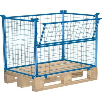 Stavebniny Paletový nástavec se sklopnou stěnou typ 64, pletivový, modrý, 80 x 120 x 80 cm