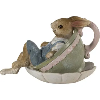 Clayre & Eef - Dekorativní figurka zaječky v hrníčku 6PR3558