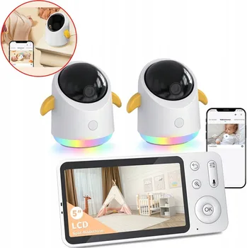 IP kamera ELEKTRONICKÁ NIANIA 2K WIFI Z 2 KAMERĄ OTOČNÁ LCD 5" ZOOM MONITORING