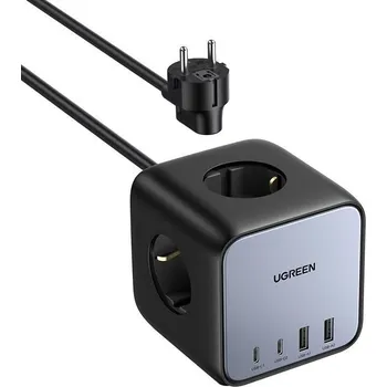 Napájecí kabel UGREEN DigiNest Cube, 2x USB, 2x USB-C, 3x zásuvka, 1,8m (60113) černá