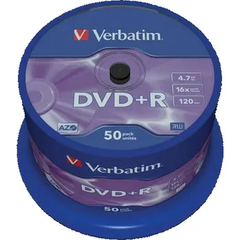 Optické médium Verbatim DVD+R 4,7GB, 16x, 50cake (43550)